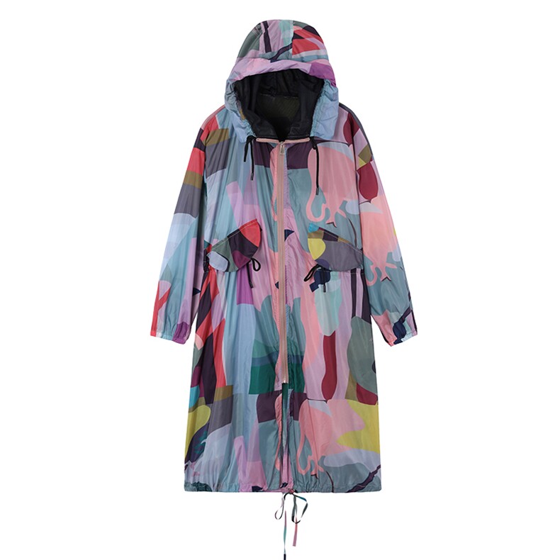 KAYANTY迷彩带帽防晒衣女长款新款透气防晒服防晒衫百搭超薄外套，女装防晒衣，可可小西