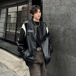 韩版潮流帅气皮衣男青年机车服皮夹克宽松外套  A071-P02-P108图片
