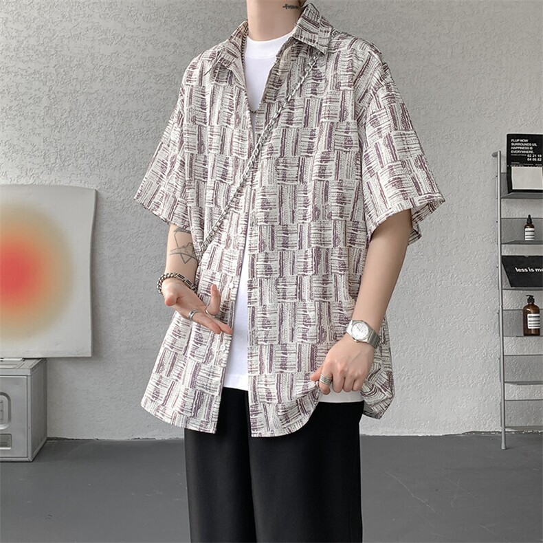 8XL-M花衬衫男款短袖夏季冰丝薄款花衬衣大码寸衫外套DC28013P38,男装衬衫,电商B312