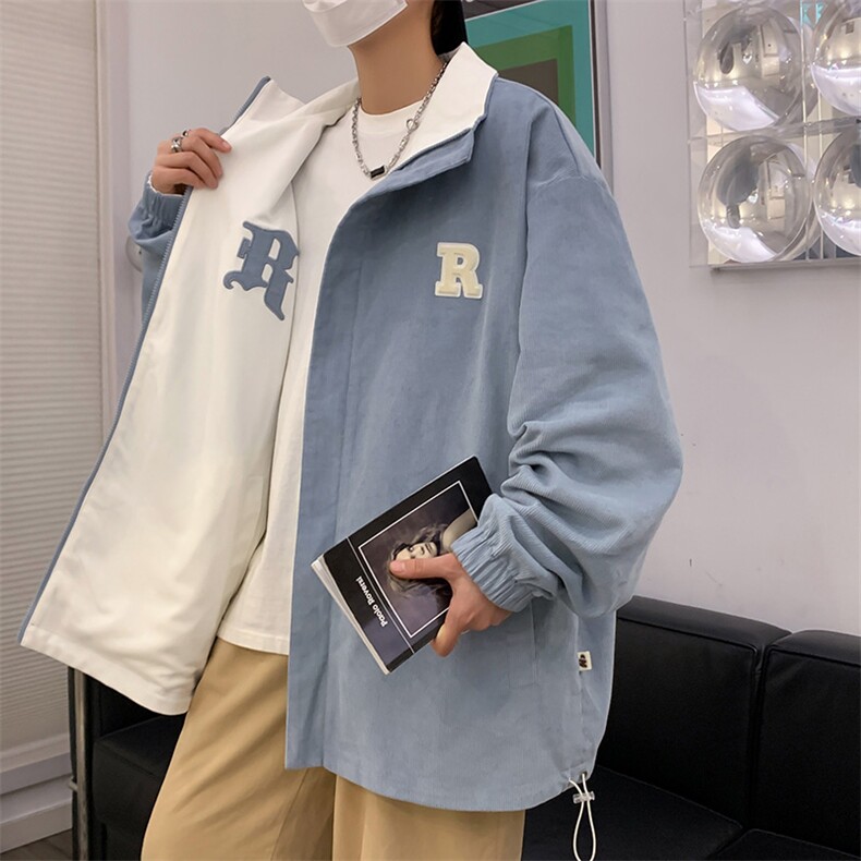 春秋简约新款潮牌双面穿立领夹克宽松休闲夹克外套JK92360-P80,男装夹克,电商A128