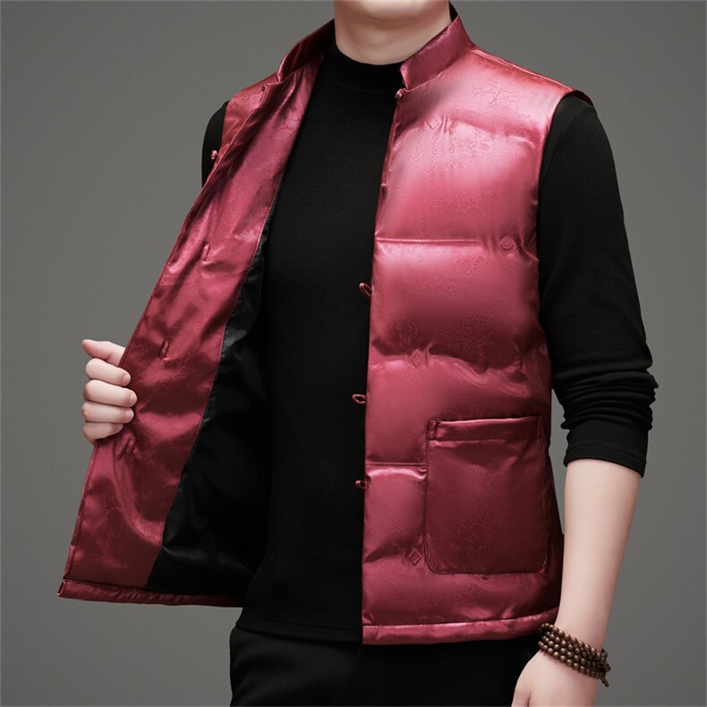 风羽绒服唐装马甲90绒羽绒服男复古盘扣中式唐装TR2816-P145,男装羽绒服,星座1105-3