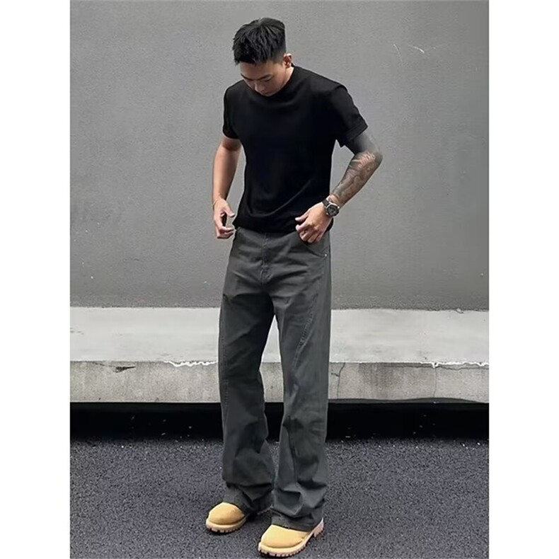 美式复古水洗伐木工装裤男秋季潮牌高街宽松直筒休闲裤L83099-p58,男装工装外套,星座1008