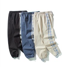 K6013/P40秋装白底平铺格子撞色休闲裤男宽松大码潮裤子男，男装休闲裤，电商A141
