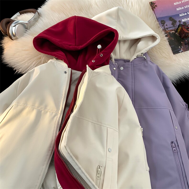 毛毯风美式假两件棉服外套男2026秋冬宽松棉衣夹克A436-2583-P95,男装棉衣,电商A436