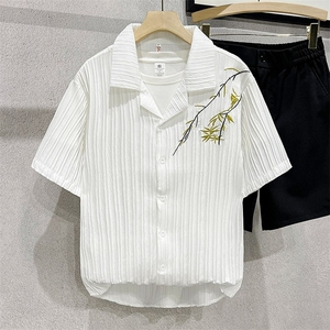 A655-P30 新中式男装风衬衫高级感男生古风刺绣外套图片