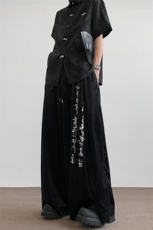 新中式书法裤山本耀司暗黑休闲裤风汉服310A-2BK319P60控78，男装休闲裤，星座310A-2