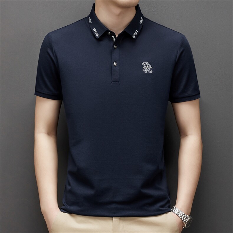 宽松翻领纯色短袖polo衫男装2023夏季新款商务休闲中年男士打底衫,男装Polo衫,电商B212（原钱塘6029）