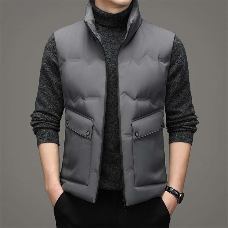 2023冬季新款羽绒服马甲男士保暖外套中年男装加厚立领宽松爸爸装,男装背心/马甲,电商B212（原钱塘6029）