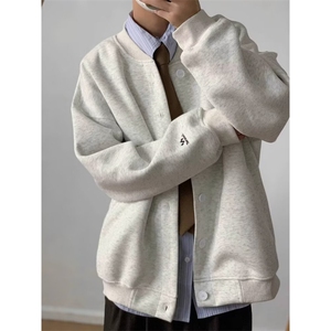 复古简约纯色棒球服外套男宽松百搭休闲夹克卫衣513AWY2467P55图片
