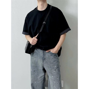 原版做工翻边格子纯棉240克短袖ZX0296-特批40图片