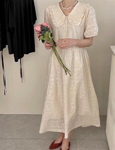 蕾丝大领子连衣裙,女装连衣裙,HJ