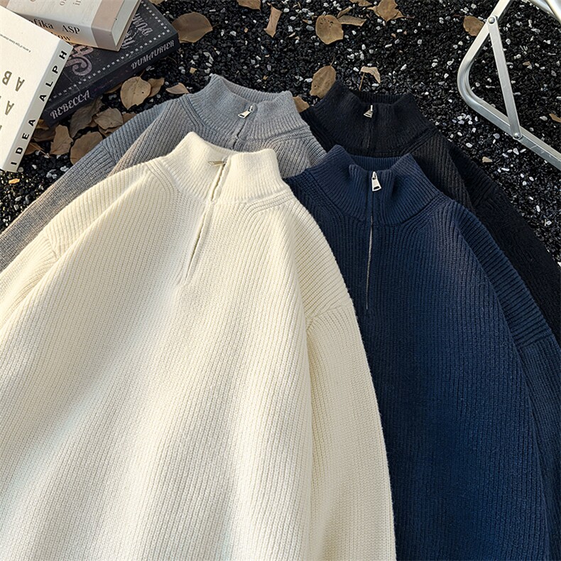 半拉链毛衣男痞帅高领内搭高级感宽松休闲潮牌5Q3069-TP4588，男装针织衫/毛衣，电商A102