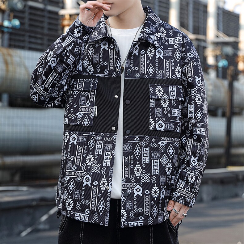 2023-403-2-JK3005-P85抖音精品质款夹克外套翻领印花青少年-图片