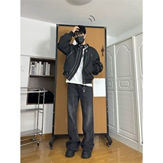 做旧牛仔裤男手工磨洗宽松百搭微喇叭裤男牛仔裤网图NK1758-p45，男装牛仔裤，星座302B-3