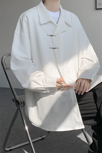8XL-M 风新中式黑色翻领长袖衬衫男秋季休闲衬衣痞帅CS537P58图片