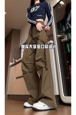 宽松显瘦阔腿休闲复古长裤直筒高街美式伞兵工装裤K603TP45控69，男装工装外套，电商A102B