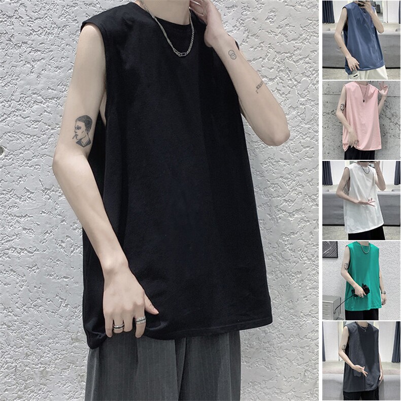 DF359-TP11-13多色可选库存充足！港风背心男无袖t恤宽松打底衫夏，男装T恤，电商A102