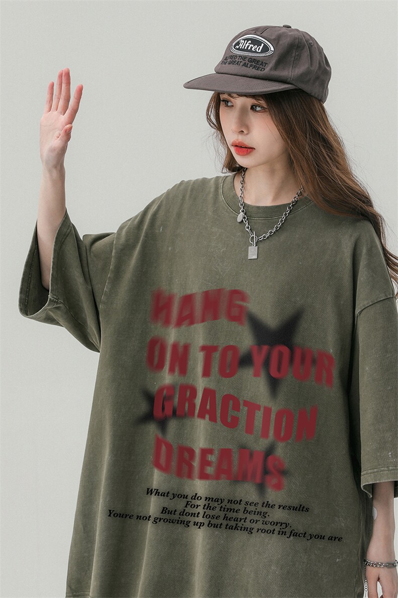 中性风23新款做旧水洗百搭时尚圆领100棉短袖T恤DT1012P38控58,男装T恤,A247A