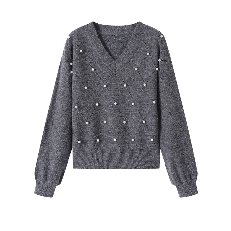 慵懒风V领镂空细闪慵懒针织衫高级感2025秋季新款韩系别致上衣女,女装羊毛衫,艾米