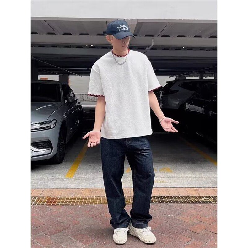 【网图现货】美式宽松复古T恤男T037/P30,男装T恤,星座205-3