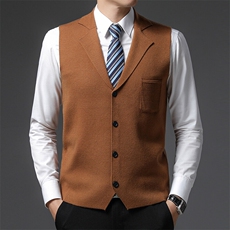 外贸青年男秋季金丝绒针织背心西装领开衫马甲时尚商务男装坎肩，男装背心/马甲，电商B360A（原721A）