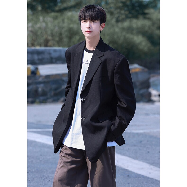 2025港风潮流金属装饰西服男大码M-5XL简约西服男XF77069P85控128，男装西服，星座227-7