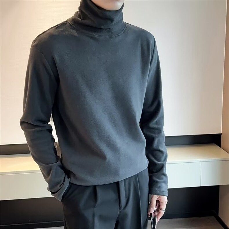 高领德绒人手一件的柔软百搭高领打底衫男高级感秋冬内搭长袖T恤图片