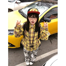 CSY114LL-P40cleanfit美式复古黄色格子衬衫高级感痞帅衬衣，男装衬衫，星座1007（原301D）