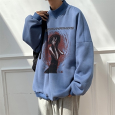 加绒加厚高领卫衣抽象印花落肩袖情侣款打底衫男XZ514-2-G82-P48，男装T恤，星座514-2(原B239)
