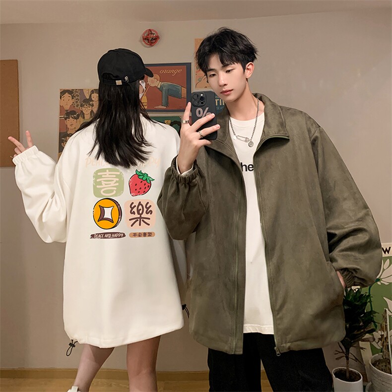 麂皮绒夹克男大码立领褂子外套JK85322-P68加绒款-P78,男装夹克,电商A040