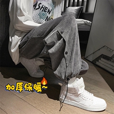 加绒休闲长裤D2257-TP65控价88港风男抽绳束脚宽松冬季运动长裤，男装休闲裤，电商A102-1