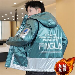 冬季亮片羽棉服男模特加厚夹克保暖外套工装棉衣蓝869加绒图片