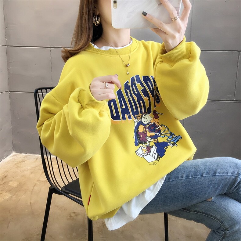 310克复合不起球卫衣女冬套头圆领加绒加厚大码女装,女装卫衣/绒衫,潮品会