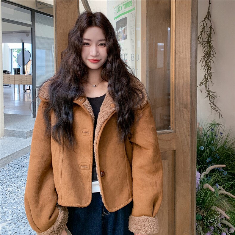 现货主推两面穿2025冬季新款显瘦皮毛一体外套女1507-P185K278,女装毛呢外套,欣美人