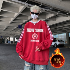 抖音得物供货提供视频秋冬重磅美式宽松织带圆领卫衣0319，男装卫衣，电商A486
