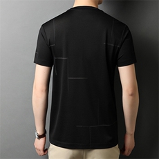 2023新款男士短袖t恤时尚透气圆领爸爸夏季衣服宽松父亲夏装P80，男装T恤，钱塘6003A(原)4033A