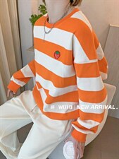 2306W010条纹草莓圆领卫衣，女装卫衣/绒衫，W010