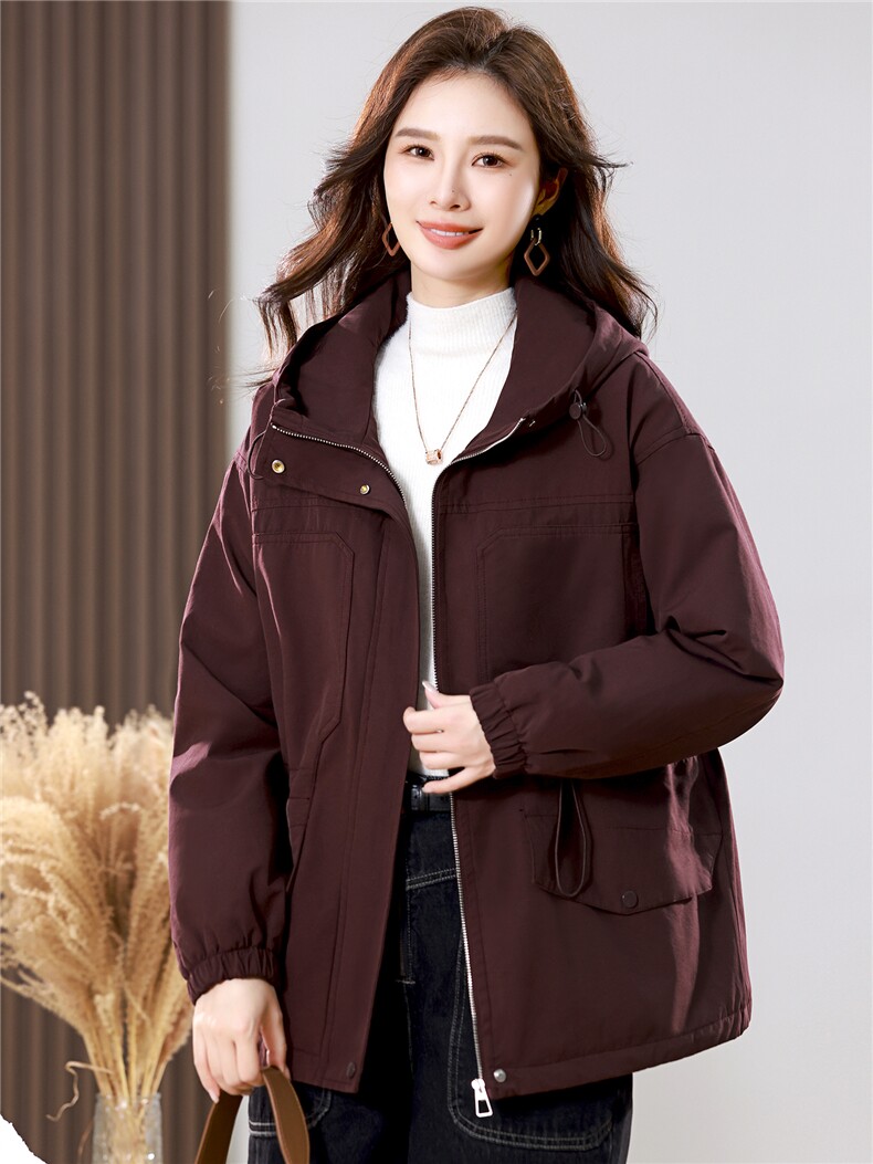 2025年冬季时尚潮流中长款休闲加绒加厚派克服,女装派克服,天丽