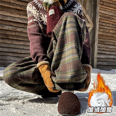 K99140JR-P50特大码加绒加厚【一件过冬】格子裤休闲裤，男装卫衣，电商D232