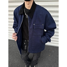 网图现货藏青色美式宽松底特律工装复古翻领夹克外套JK75/P65，男装夹克，星座205-3