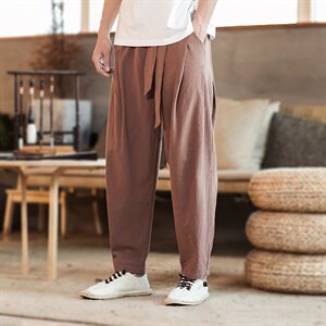 春夏中国风大码男装棉麻灯笼裤哈伦裤宽松休闲裤QT6008-1/K022P65图片