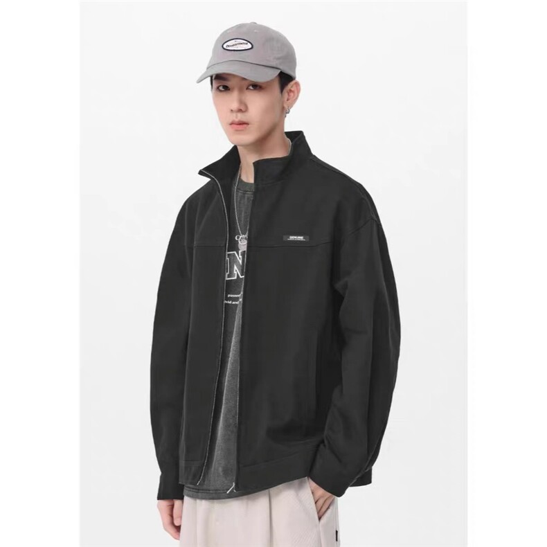 日系cityboy夹克外套男2025春秋新款宽松潮牌青少年休闲黑色上衣图片