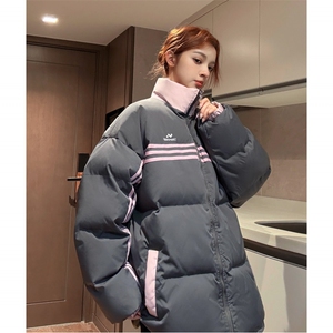 冬装中性 美式条纹织带棉服 刺绣logo棉衣休闲外套男女G1100 P118图片
