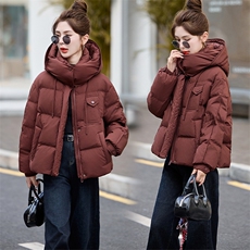 超好看红短款羽绒服女2025冬季新款时尚休闲连帽白鸭绒外套，女装羽绒服，采品优优