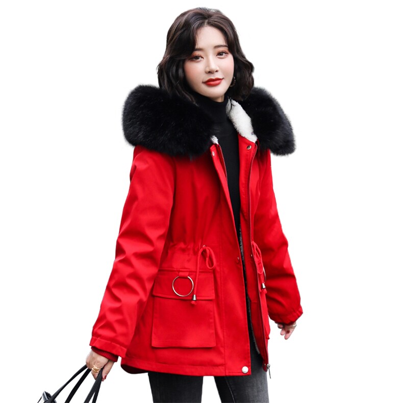 大毛领棉服女中长款棉衣外套2020冬季新款韩版连帽加厚棉袄毛领潮,女装棉衣/棉服,依恋蒂丝