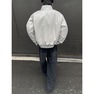 高品质春装新款老钱风美式高街解构立领棒球服飞行夹克潮休闲外套图片