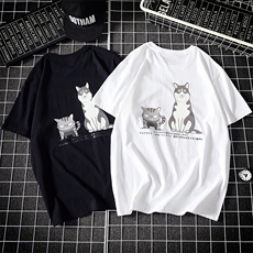 猫狗印花短袖T恤男加肥大码胖人M-6XL半袖潮牌QT5070-T2004，男装T恤，星座810(原QT5070)