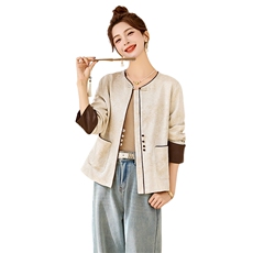 新中式国风外套女2025年春装新款时尚高级感夹克改良气质唐装上衣，女装短外套，依万里