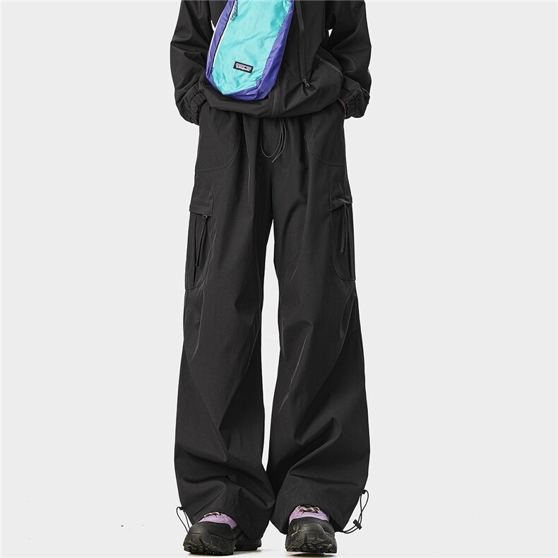 户外山系防泼水冲锋裤男女秋季机能风褶皱伞兵裤徒步登山运动长裤,女装休闲裤,星座813-2