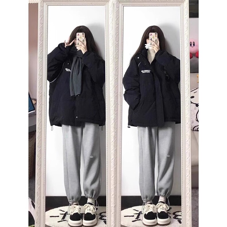 奶fufu冬季字母印花立领面包服棉衣外套女宽松加厚学院风情侣棉服,女装棉衣/棉服,星座1210-1